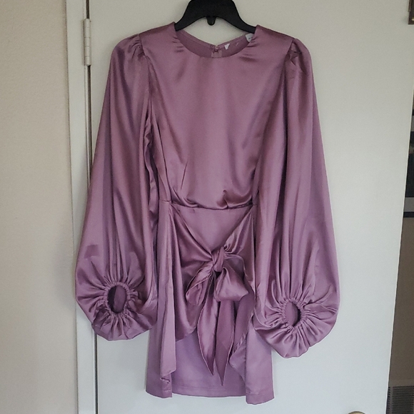 Petal & Pup Satin Lilac Mini Dress - Picture 1 of 6